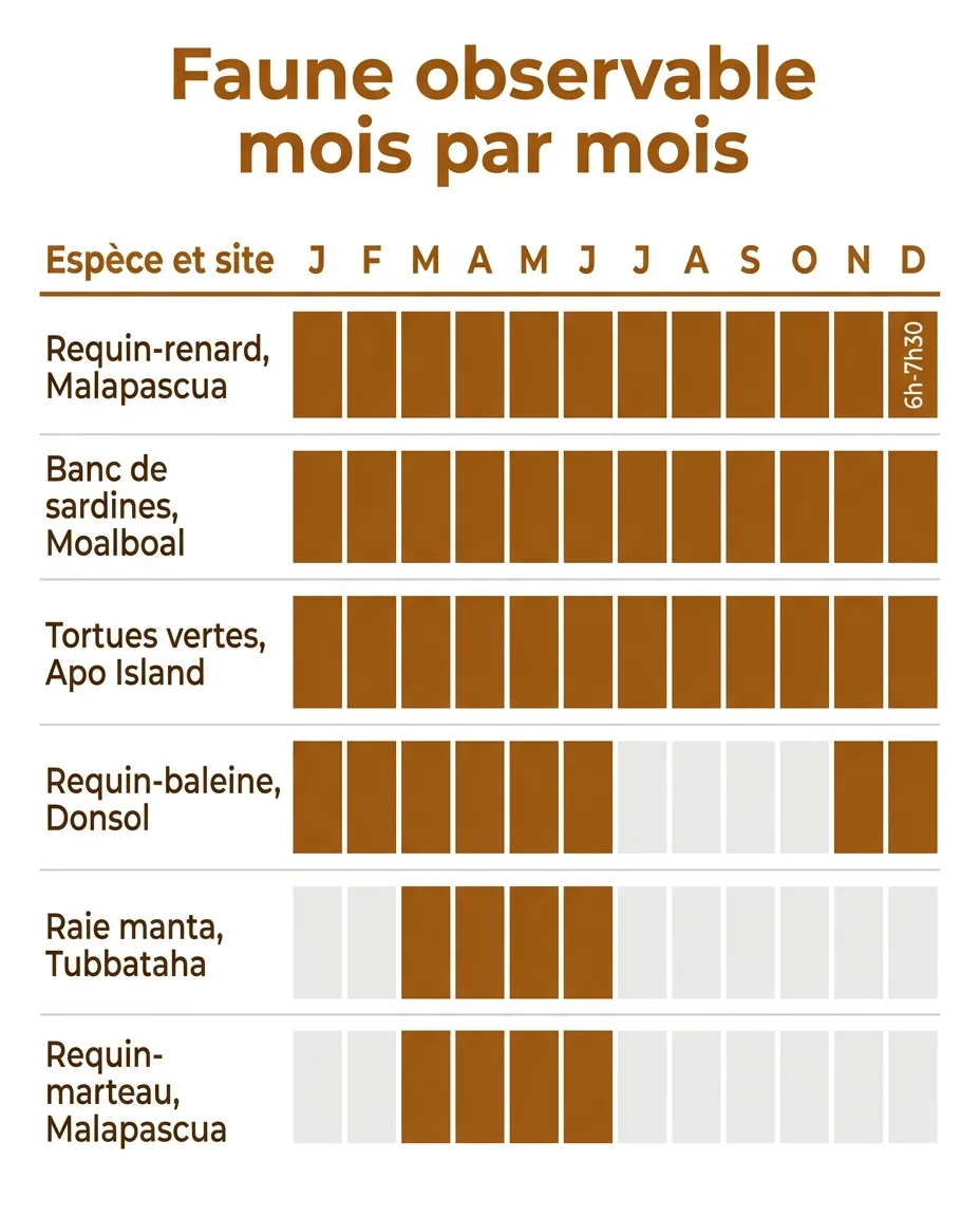 Calendrier de la faune observable mois par mois aux Philippines